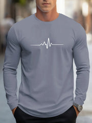 Fashionable men's autumn new striped print comfortable soft long sleeved