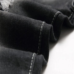 Denims Boy Children Jeans Straight Pants Ripped Hole Mid Waist Washed Distressed Pockets Streetwear