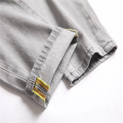 Mens Jeans Large-size Straight Light Gray Denim Trousers Spring  Ripped Jeans