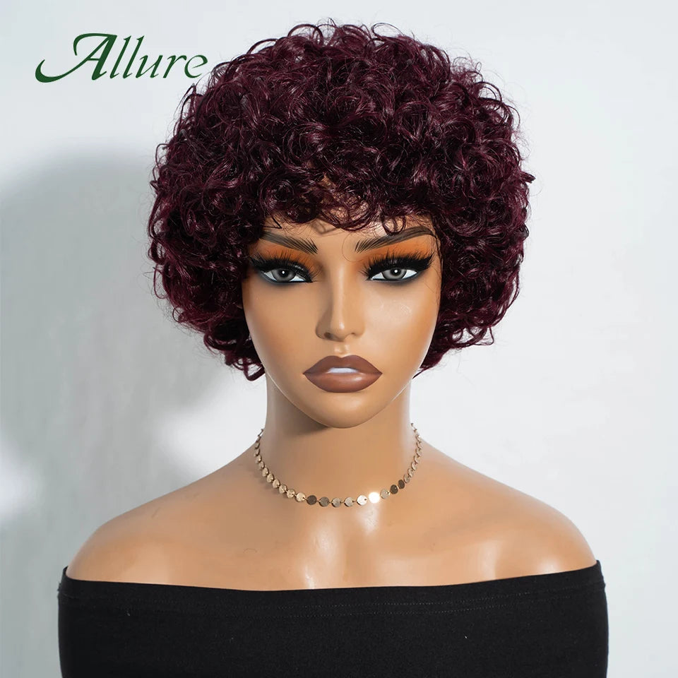 Brazilian Short Pixie Afro Kinky Curly Wigs for Women Glueless
