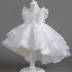 Flower Girl Dresses for Wedding White Champagne Red Pink Child Gala Evening Formal Luxury Birthday Puffy Irregular Elegant Dress