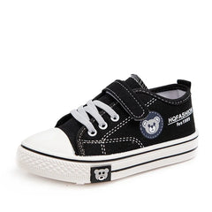 Children Canvas Shoes Boy Sneaker Bear Print Casual School Shoes Lightweight Flat Boy Tennis Shoes
