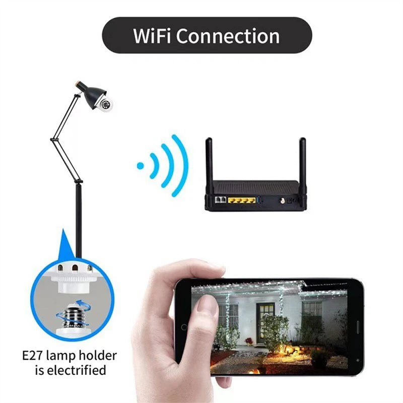 1080P Bulb Surveillance Camera 360° WiFi Anti-theft Outdoor Indoor Security Monitor Night Vision Audio Security IP Cam