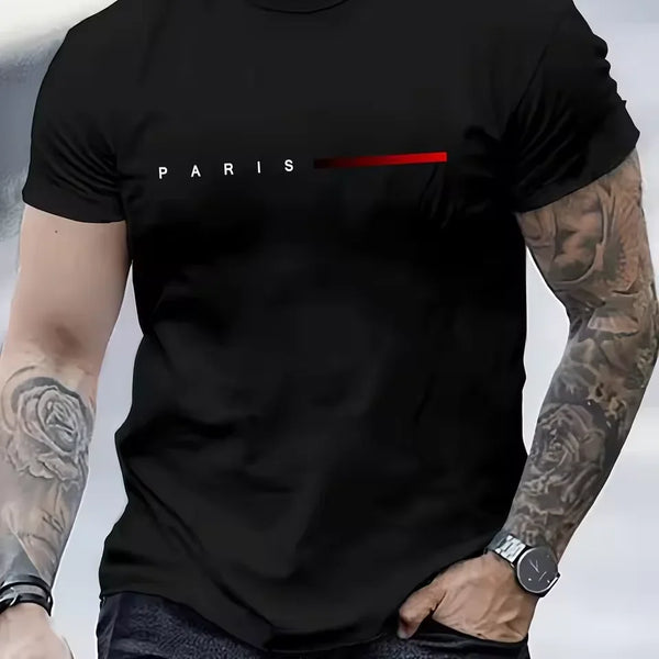 Men's 100% Cotton Summer Loose PARIS Creative Letter Print Casual