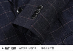 Men's Slim Fit Plaid Blazer Casual Spring Autumn Fashion Polyester Coat Handsome All-Matching Suit for Middle-Aged