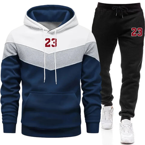 Jogging Mens Tracksuit Print Casual Sweatshirt Quality Outdoors Sports Man Clothing Autumn Winter Warm Single Piece Hoodie Pants