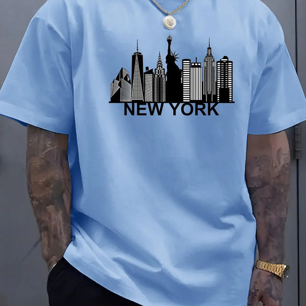 100% pure cotton men's New York city pattern printed fashionable casual  sports