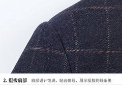 Men's Slim Fit Plaid Blazer Casual Spring Autumn Fashion Polyester Coat Handsome All-Matching Suit for Middle-Aged