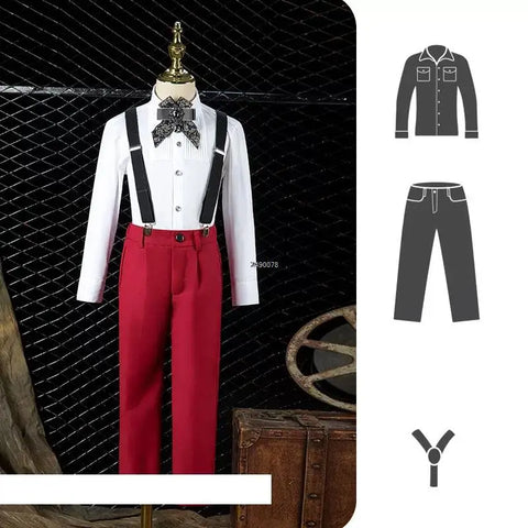 Flower Boys Blue Wedding Suit Kids Party Photograph Suit Teenager Birth Children