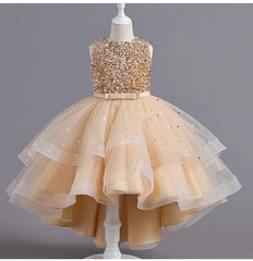 Flower Girl Dresses for Wedding White Champagne Red Pink Child Gala Evening Formal Luxury Birthday Puffy Irregular Elegant Dress