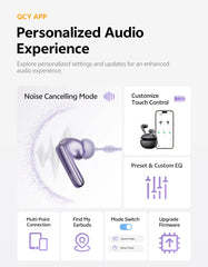 QCY MeloBuds N70 Adaptive ANC Wireless Earbuds Bluetooth 6.0 LDAC Hi-Res Audio 6 Mics Wireless Charging Earphones 50Hrs IPX5