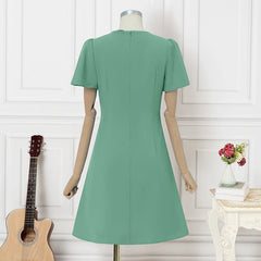 ZANZEA Elegant Women Dresses 2025 Summer  Fashion Short Sleeve Work OL Sundress Casual Party Knee-length Vestido Robe Femme