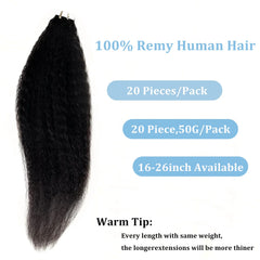Tape In Kinky Straight Human Hair Extensions Brazilian Hair Adhesive Extensions Skin Weft Black 100% Real Human Hair for Women