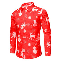 Christmas Theme Men's Christmas Trees Printed Shirts Snowflake Grad Shirts