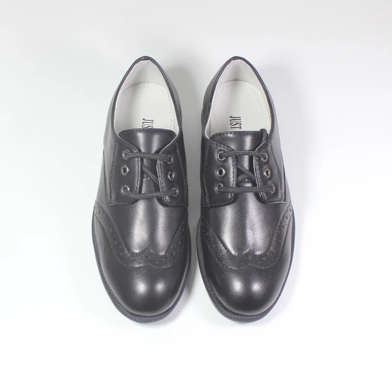 Children Kids Leather Flats Toddler Little Big Boys Lace Up Classic Style Fashion Leather Dark Black Plaid Wedding Stage Shoes