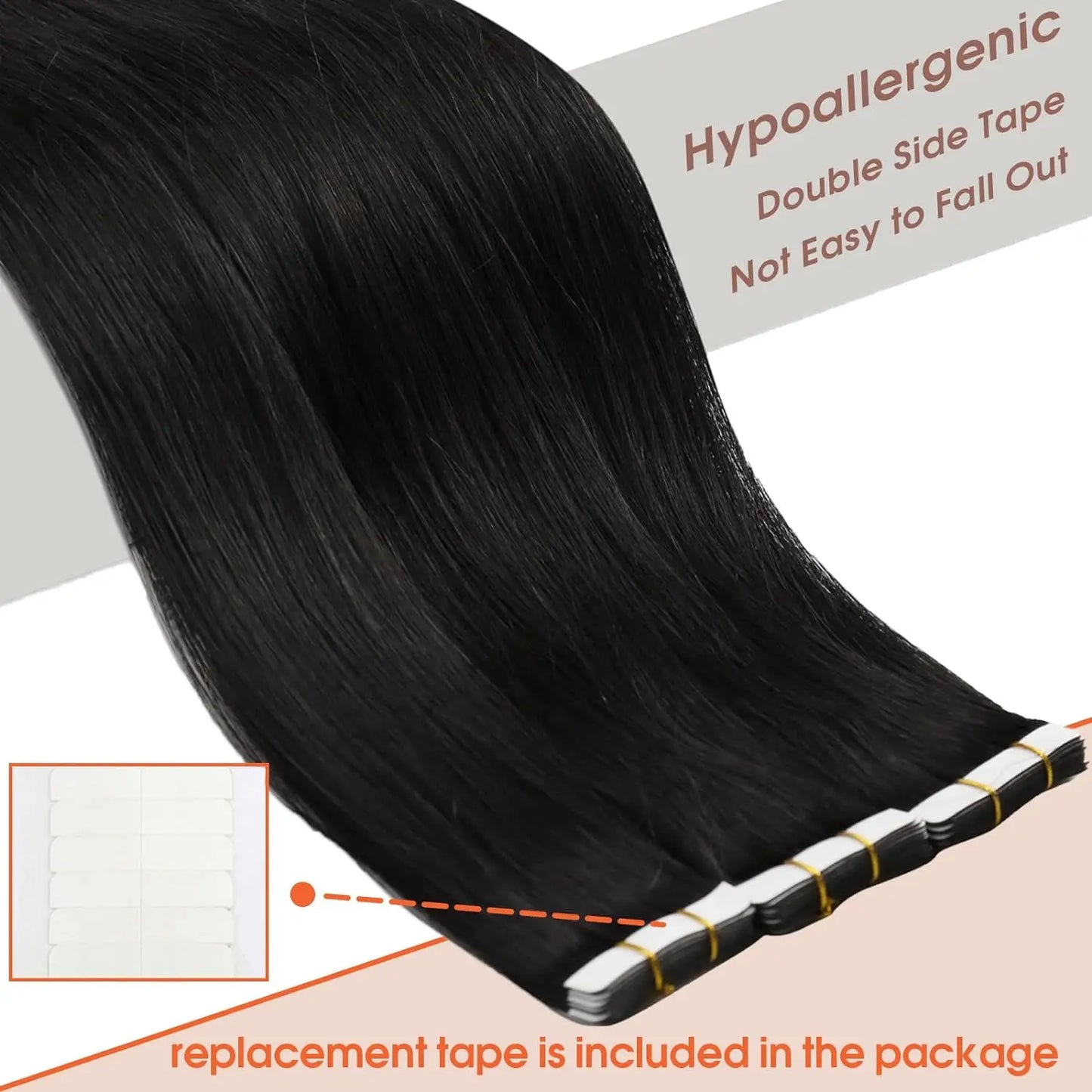 Tape in Hair Extensions Human Hair Seamless Tape in Hair Extensions Invisible Tape ins Virgin Remy Human Hair 50g/pack