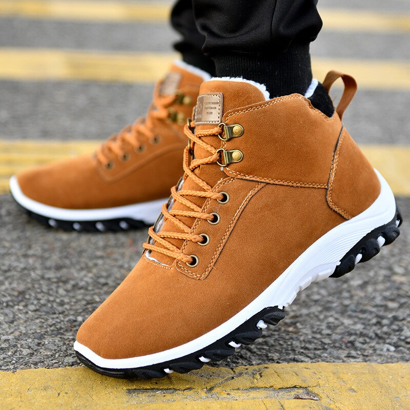 Winter Men Sneakers Waterproof Ankle Boots Warm Plush Hiking Footwear Non-slip Unisex Tooling Shoes Platform Winter Cotton Shoes
