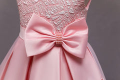 Summer Kids Dress For Girls Wedding Party Lace Bowknot Princess Dress For Children Elegant Pageant Birthday Formal Vestidos