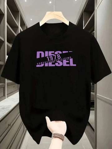 New European and American Trendy Men's Fashionable Casual Short Sleeved T-shirt, Solid Color T-shirt, Men's Summer Sports Tops
