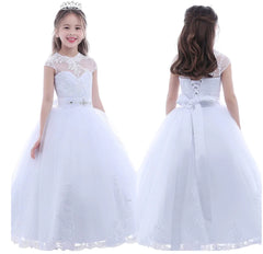 First Holy Communion Dress White Baptism Dresses for Girls 7-16 Lace Princess Flower Girls Gown