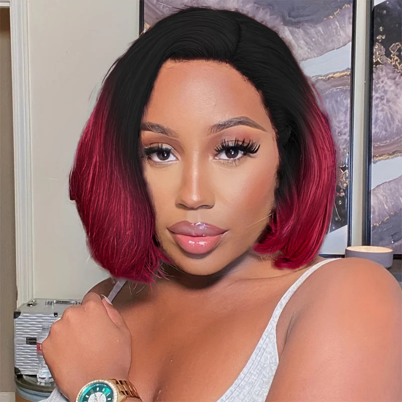 Straight Short Bob Wig 13x4 Lace front Bob Wigs Brazilian Human Hair via