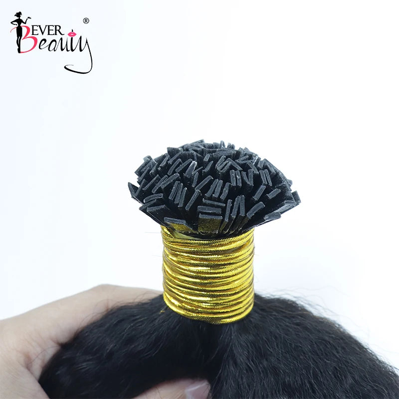 K Tip Hair Extension Human Hair Flat Tip Hair Extensions Kinky Straight Keratin Fusion Yaki Bundles For Black Women Ever Beauty