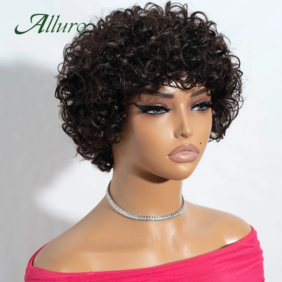 Brazilian Short Pixie Afro Kinky Curly Wigs for Women Glueless