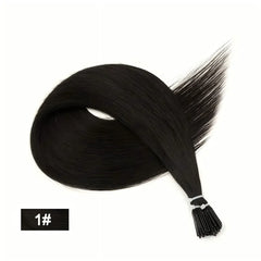I Tip Hair Extensions Real Human Hair 50 Strands Jet Black Straight Pre-Bonded I Tip Hair Extensions Add Hair Length&Volume 50g