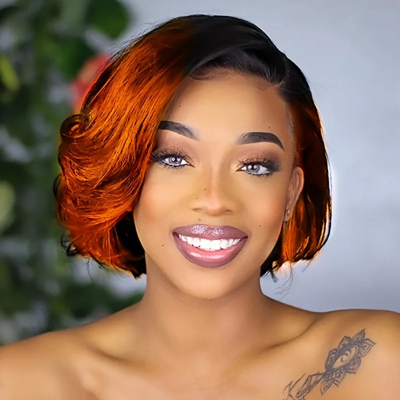 8inch natural black color 13×4 lace human hairshort straight pixie cut human hair wig 150% densitydensity pixie remy hair