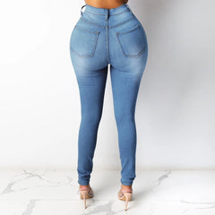 Pencil Pant Women Denim PantLon JeanTight High Waist Trousers Autumn Elegant