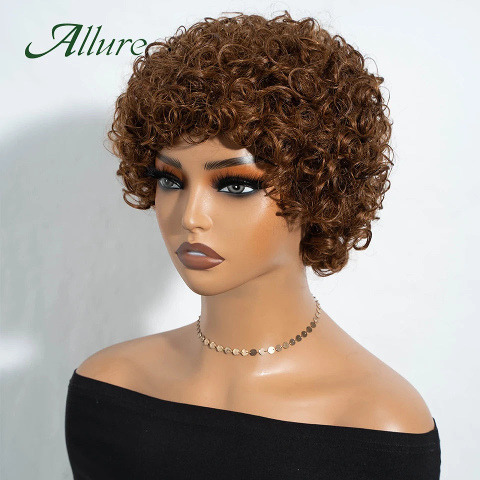 Brazilian Short Pixie Afro Kinky Curly Wigs for Women Glueless