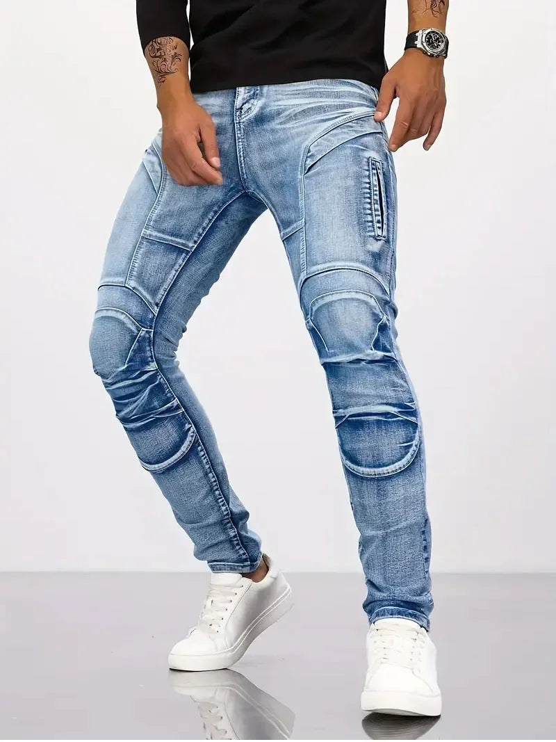 Trendy Jeans Men's Small Straight Leg Denim Design Pants New Slim  High Quality