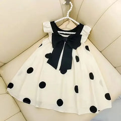 Summer Girls Short Sleeve Dress For Kids Polka Dot Dress Wedding Birthday Party Vestidos 3 6 7 9 12Year Children Casual Clothing