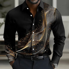 Men's Geometric Gradient Waves Shirt Button Up Shirt Casual Long Sleeve Fashion Streetwear Summer 3D Print Collared Shirt