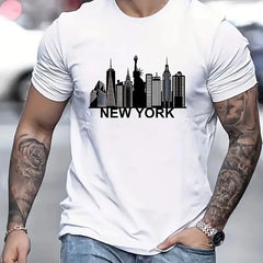 100% pure cotton men's New York city pattern printed fashionable casual  sports