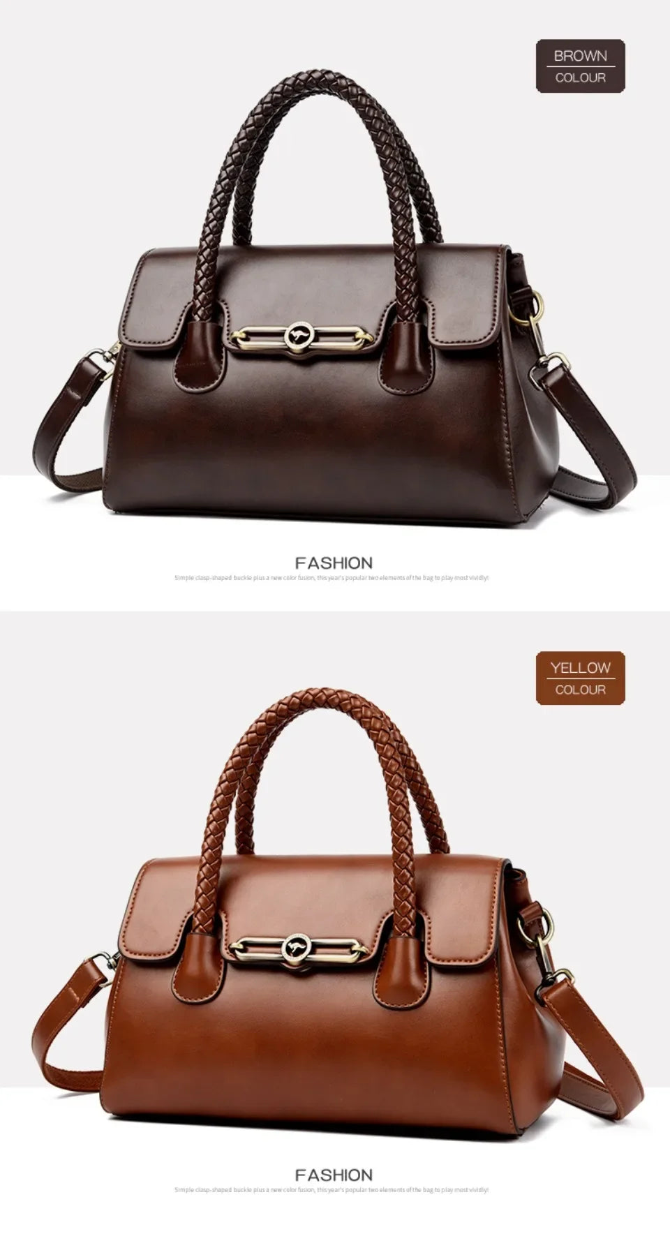 Retro High Quality Oil Leather Women Top-handle Shoulde Bags Vintage Casual Totes Trendy Lock Designer Handbag Small