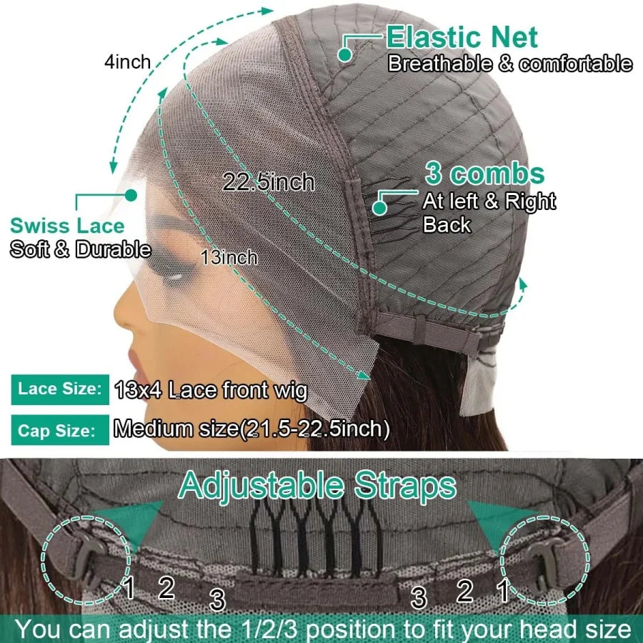 Straight Short Bob Wig 13x4 Lace front Bob Wigs Brazilian Human Hair via