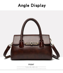 Retro High Quality Oil Leather Women Top-handle Shoulde Bags Vintage Casual Totes Trendy Lock Designer Handbag Small