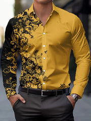 Men'S Stylish Red Floral Print Dress Shirt - Casual Long Sleeve Button-Up Design Spring Fashion Shirt Floral Print Shirt