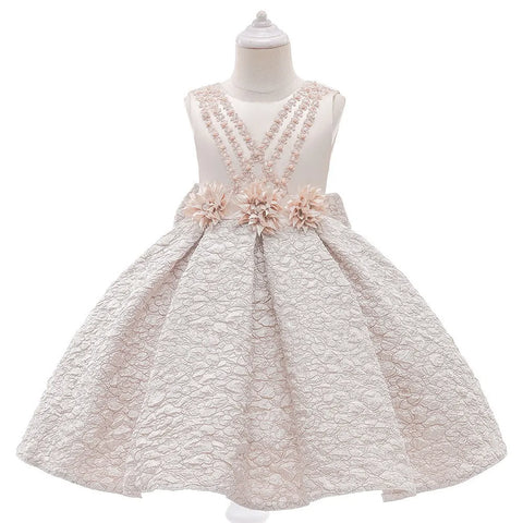 Elegant Dress For Children Evening Dress Girls' Bow Beaded Flower Princess Dress For Birthday Wedding Party Formal Banquet Gown