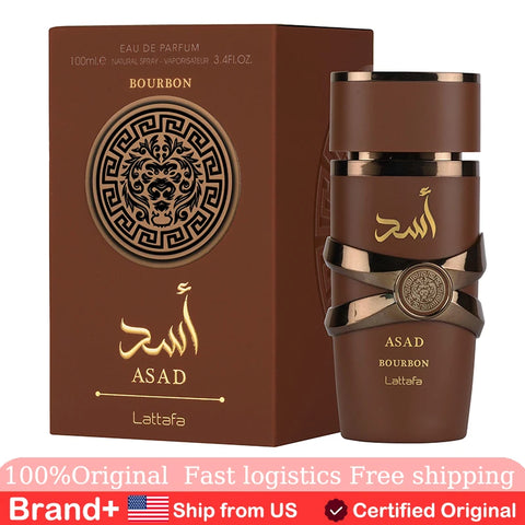 Lattafa Asad Bourbon Unisex Eau De Parfum Spray Makeup 3.4 Ounce Long Lasting Fragrance Arabian Women's Perfume Natural Cologne