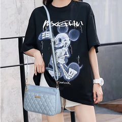 PU Leather Crossbody Bags Zipper New Fashion Shoulder Bag for Women Large Capacity Embroidery Thread Small Purse
