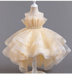 Flower Girl Dresses for Wedding White Champagne Red Pink Child Gala Evening Formal Luxury Birthday Puffy Irregular Elegant Dress