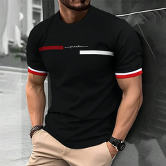 Fashion Summer 3D Stripe Letter Print Men's T Shirt Hip Hop Trend H Streetwear