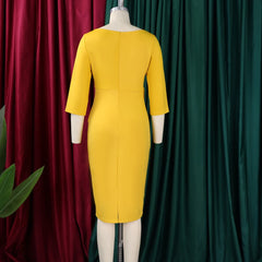 Church Dresses for Women 2025 Elegant Ladies Office Wear Casual Dress Long Sleeve Knee Length Solid Bodycon