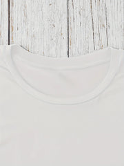 Fashionable Letter Cartoon Print Women'S Round Neck T-shirt  Simple Design Comfortable And Breathable Suitable For Daily Leisure