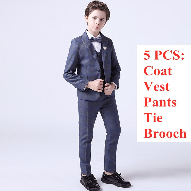 Top Quality Boys Formal Suit Ceremony Wedding Campus Student Tuxedo Dress Gentleman Kids Costume Children&#39;s Blazer Clothing Set