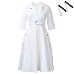 Elegant Plus-Size Women's Dress 2025 Fashion High-Waisted Skirt Suit Collar Trendy