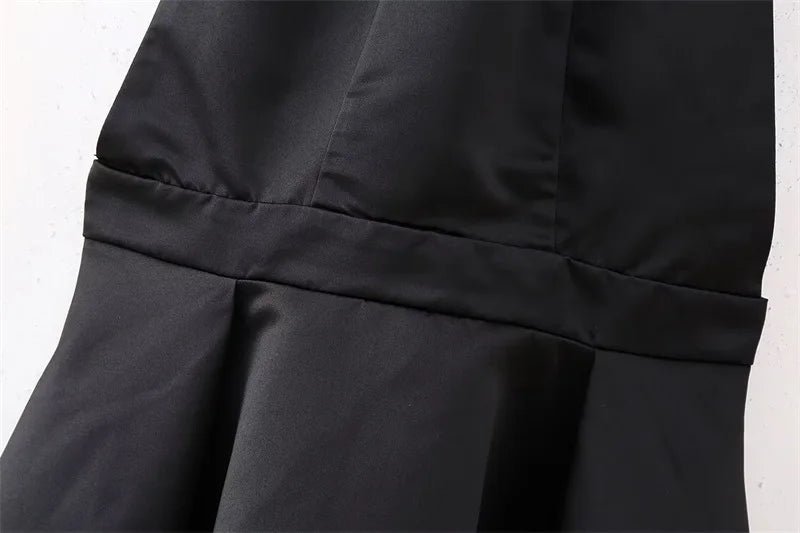 Black Backless Mini Skirt For Women Off The Shoulder Hollowed Out Fashion Sleeveless Party Dress Sexy A-line Tie Bow Club 2024