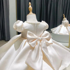 Baby Girls Dress Birthday Clothes Bowknot Pearl French Puffy Dress Childrens Sweet New Style Princess Dress